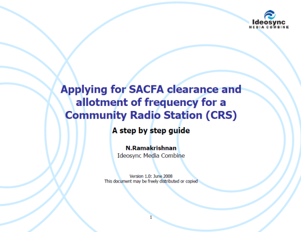 Applying for SACFA clearance and allotment of frequency for a Community Radio Station (CRS)